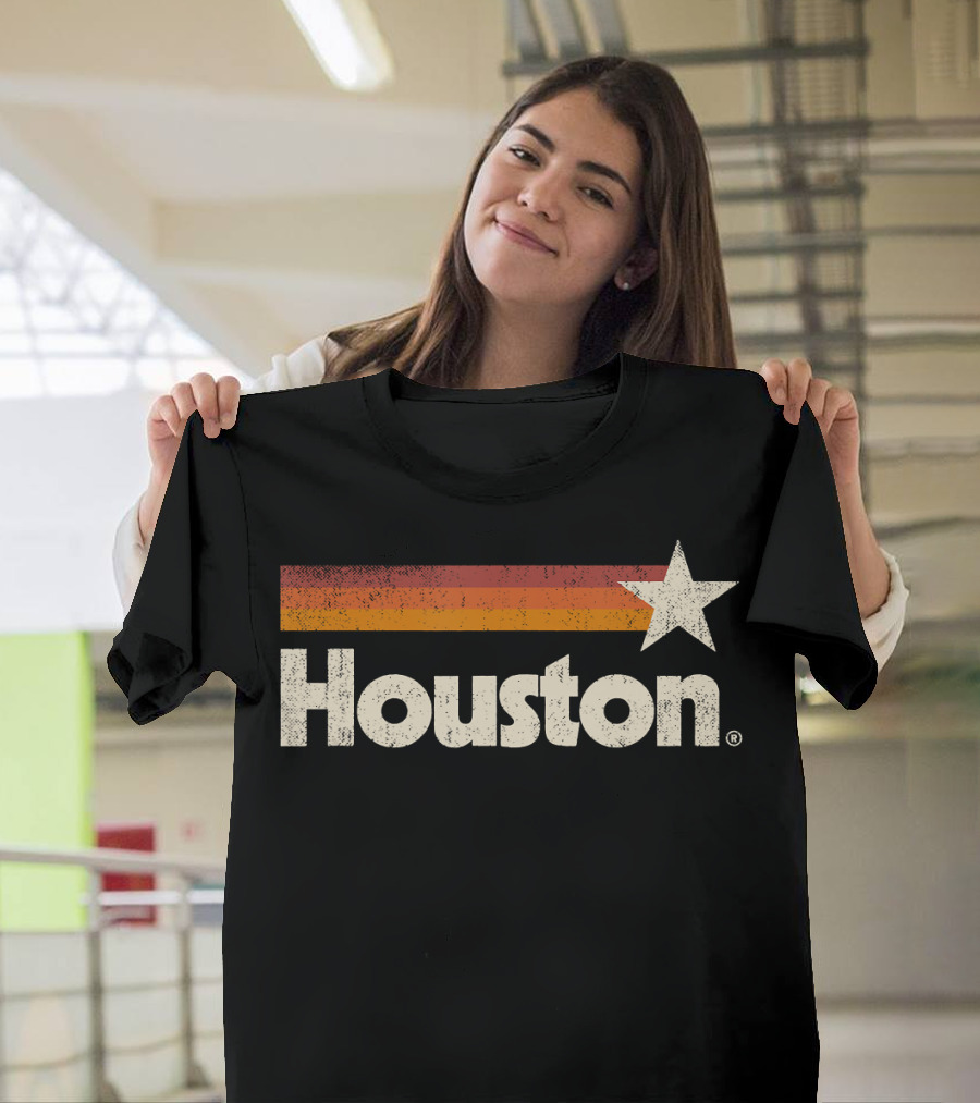 Astros Houston Vintage Logo Star Stripes T-Shirt