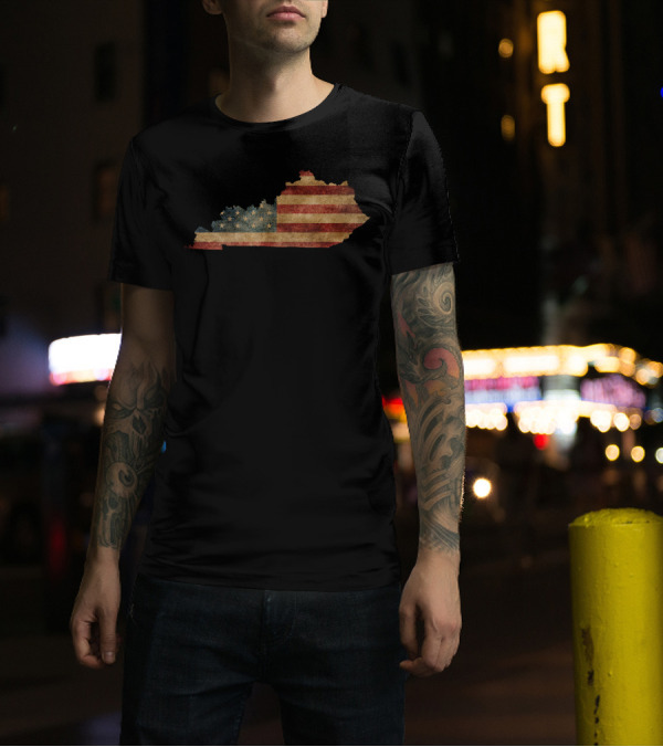 Kentucky Vintage US Flag American Patriotic T-Shirt