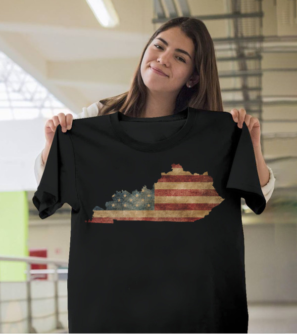 Kentucky Vintage US Flag American Patriotic T-Shirt