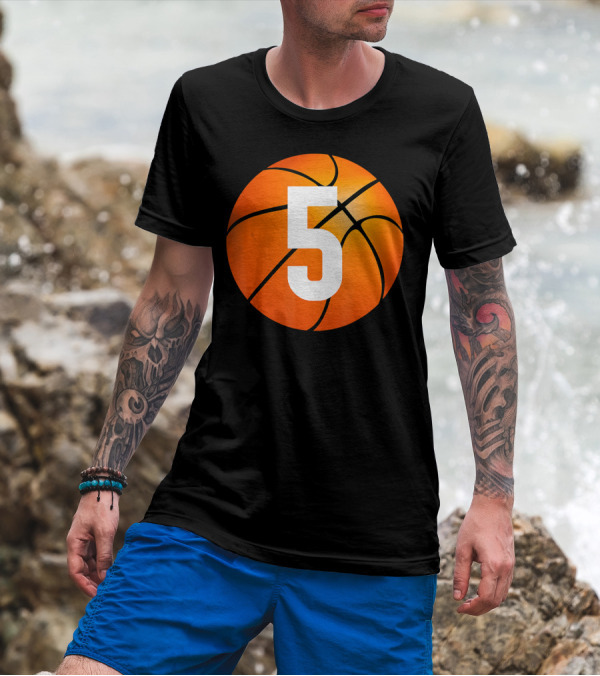 Kids Basketball 5 Year Old Birthday T-Shirt