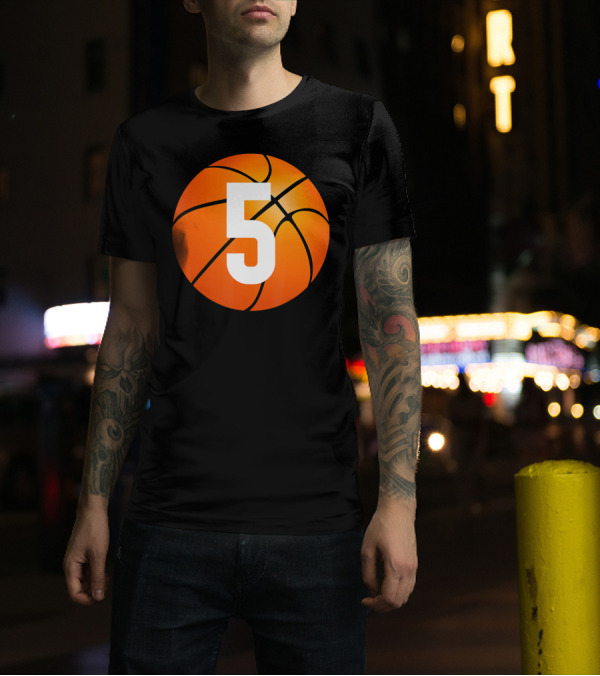 Kids Basketball 5 Year Old Birthday T-Shirt