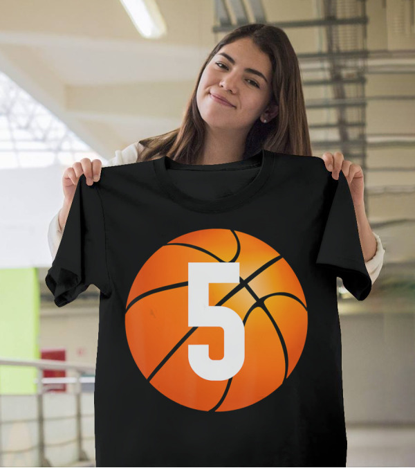 Kids Basketball 5 Year Old Birthday T-Shirt