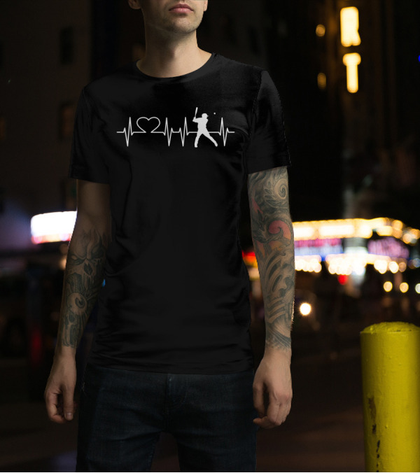 Heartbeat Love Baseball Softball Player T-Shirt