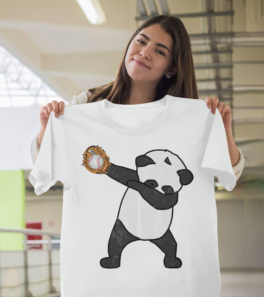 Panda Dabbing Baseball Catch Dab Baseball Glove Panda T-Shirt