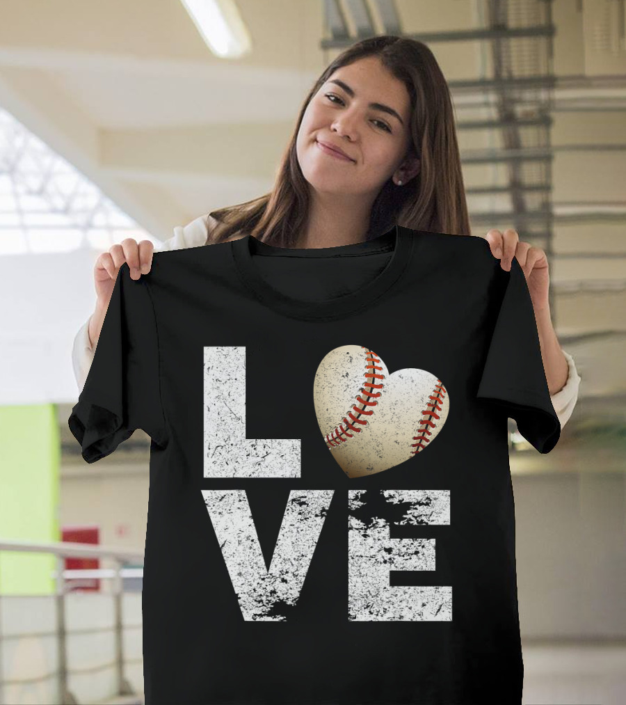 I Love Baseball Funny Heart Shaped T-Shirt