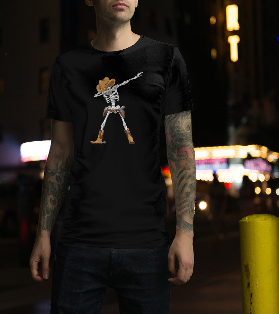 Cowboy Skeleton Dabbing With Hat And Boots T-Shirt