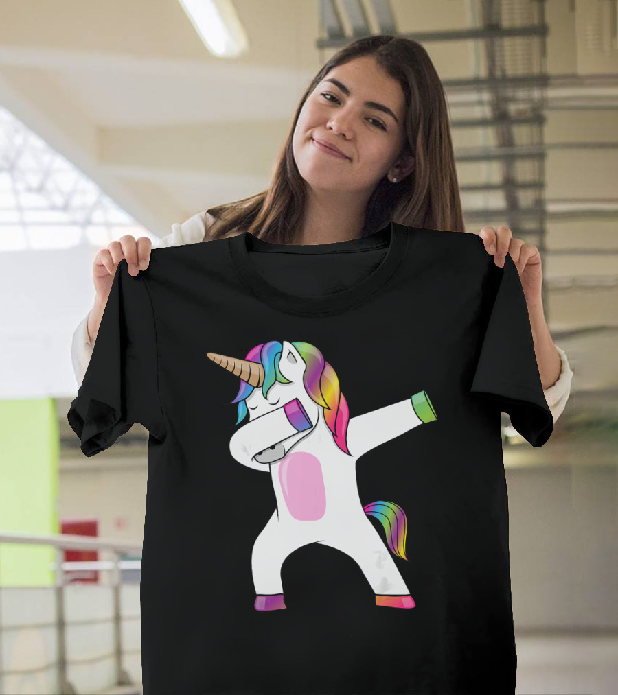 Dabbing Unicorn Dab Dance Rainbow Mane T-Shirt