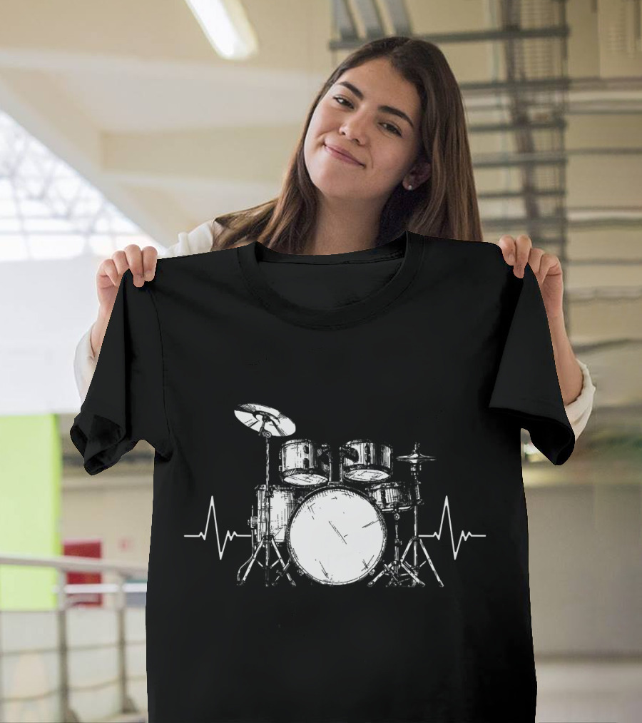 Drums Heartbeat Lifeline Music Lover T-Shirt