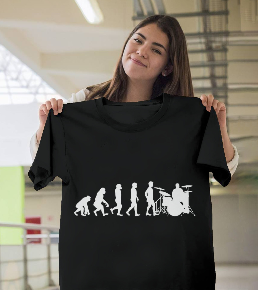 Evolution Drummer Drums Silhouette With Drum Set T-Shirt