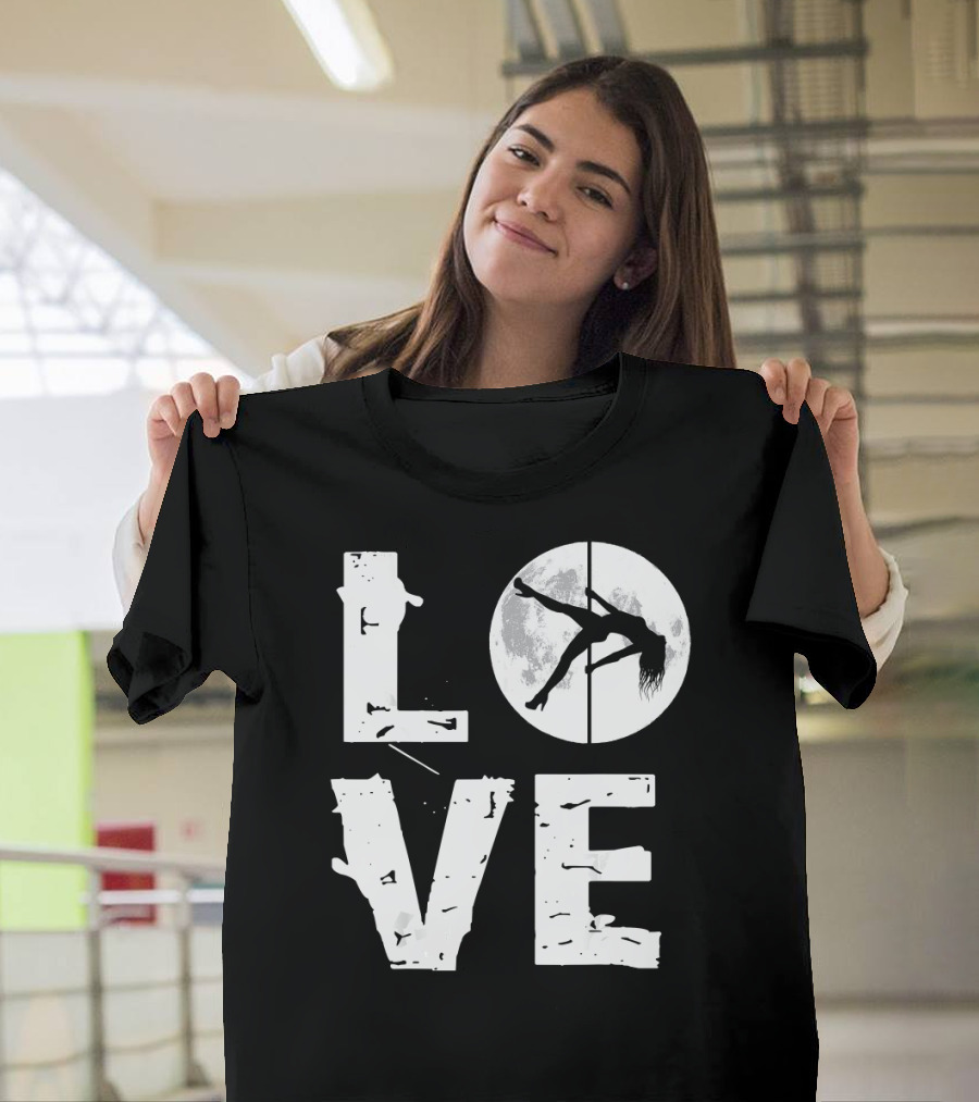 LOVE Pole Dance Moon Silhouette Pole Fit T-Shirt