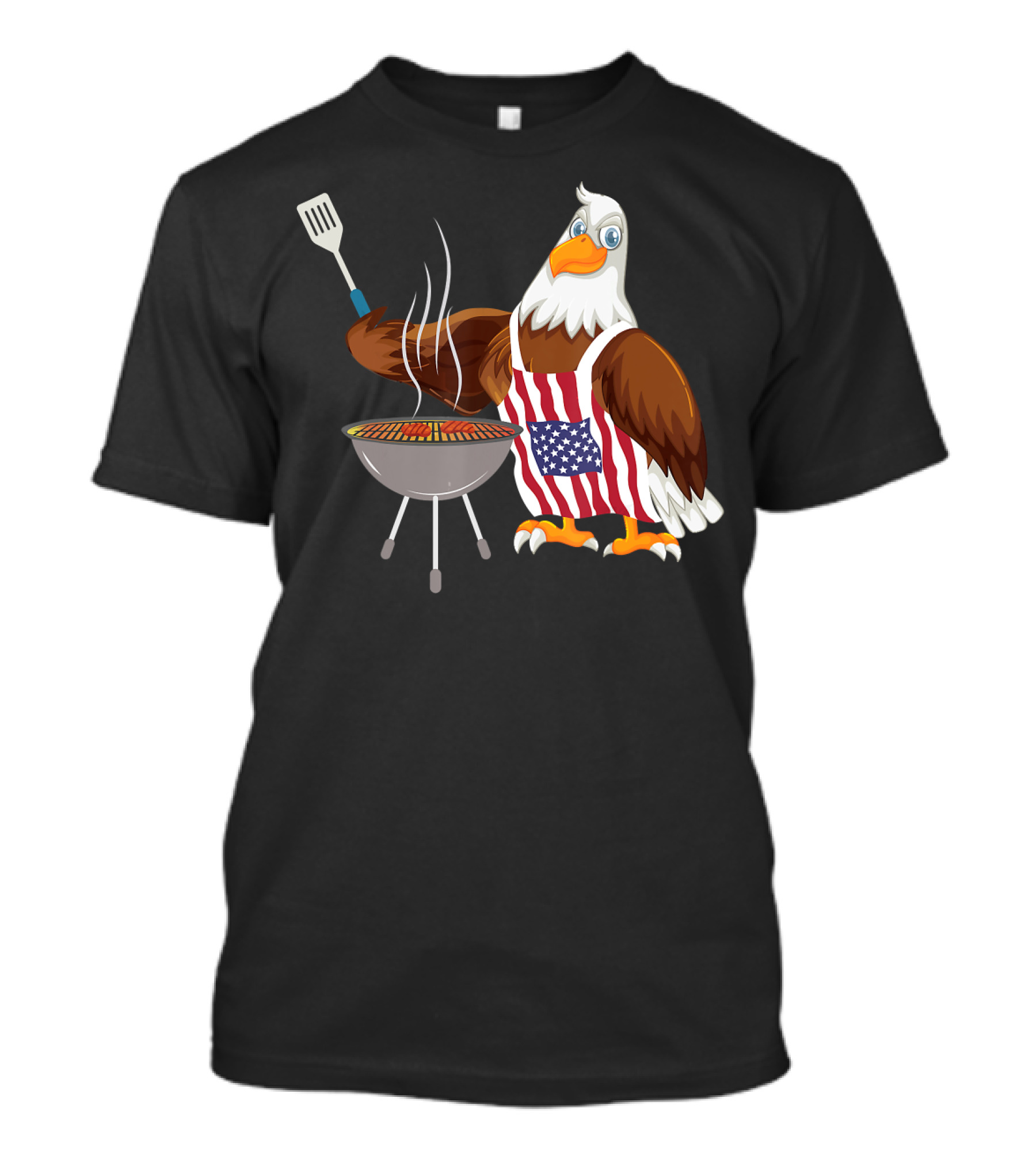 4th Of July Bald Eagle Grilling BBQ Barbecue With American Flag Apron T-Shirt