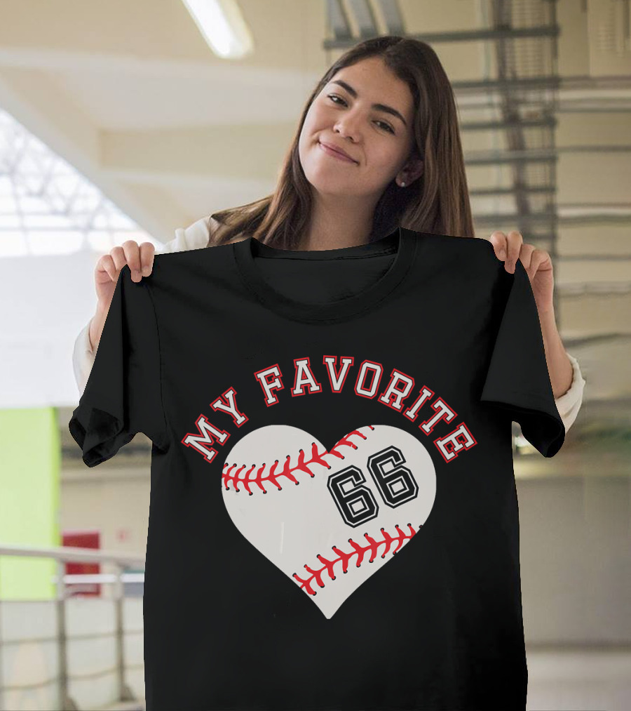 My Favorite 66 Baseball Heart T-Shirt