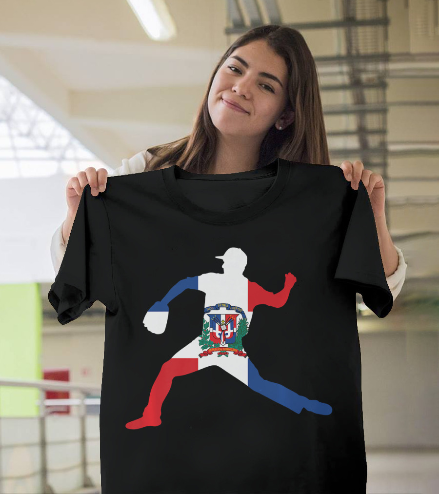 Dominican Republic Flag Baseball Pitcher T-Shirt