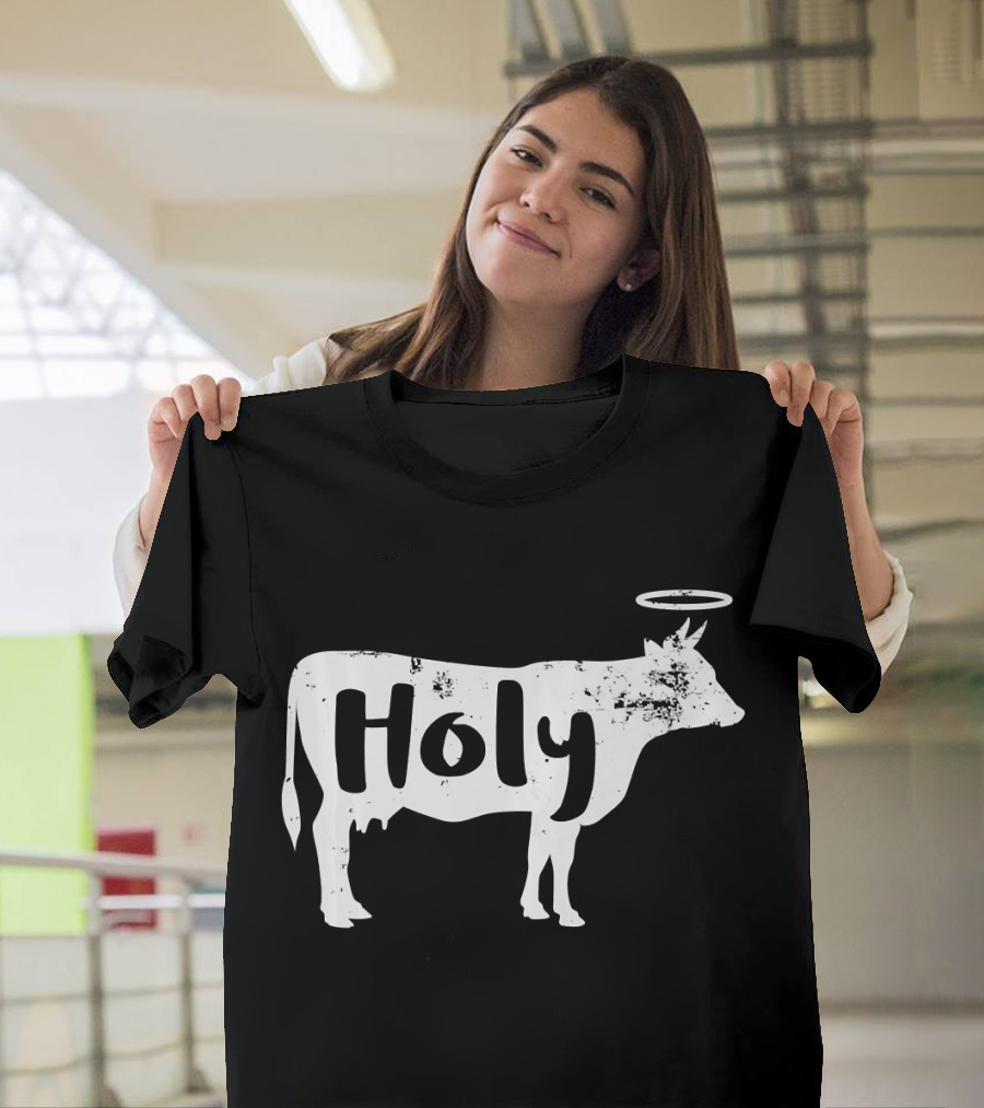 Holy Cow Religious Farm Animal with Halo T-Shirt