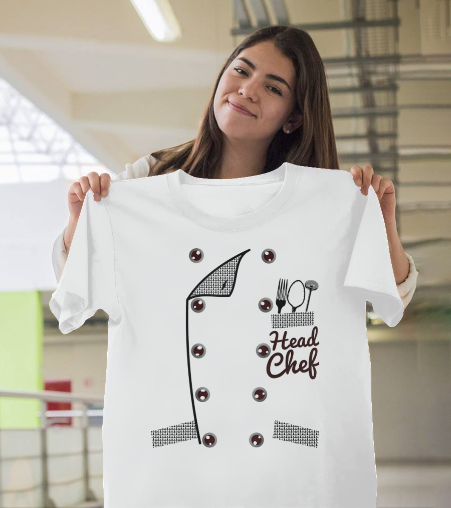 Head Chef Uniform Jacket Funny Faux Co Cooking Utensils Pocket T-Shirt