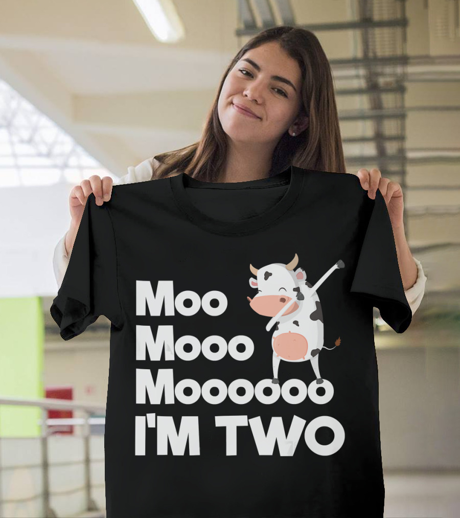 Moo Mooo Mooooo I'm Two 2nd Birthday Cute Funny Cow Dab T-Shirt
