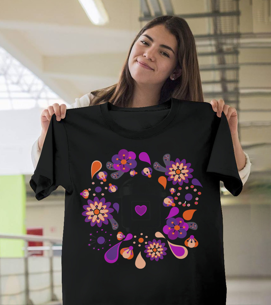 Whimsical Heart Instant Pressure Cooker with Floral T-Shirt