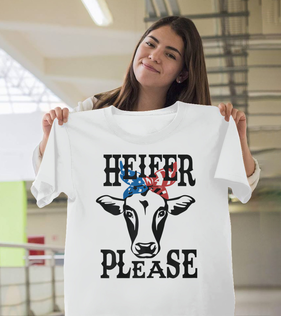 Heifer Please Funny Cow American Flag Bandana T-Shirt