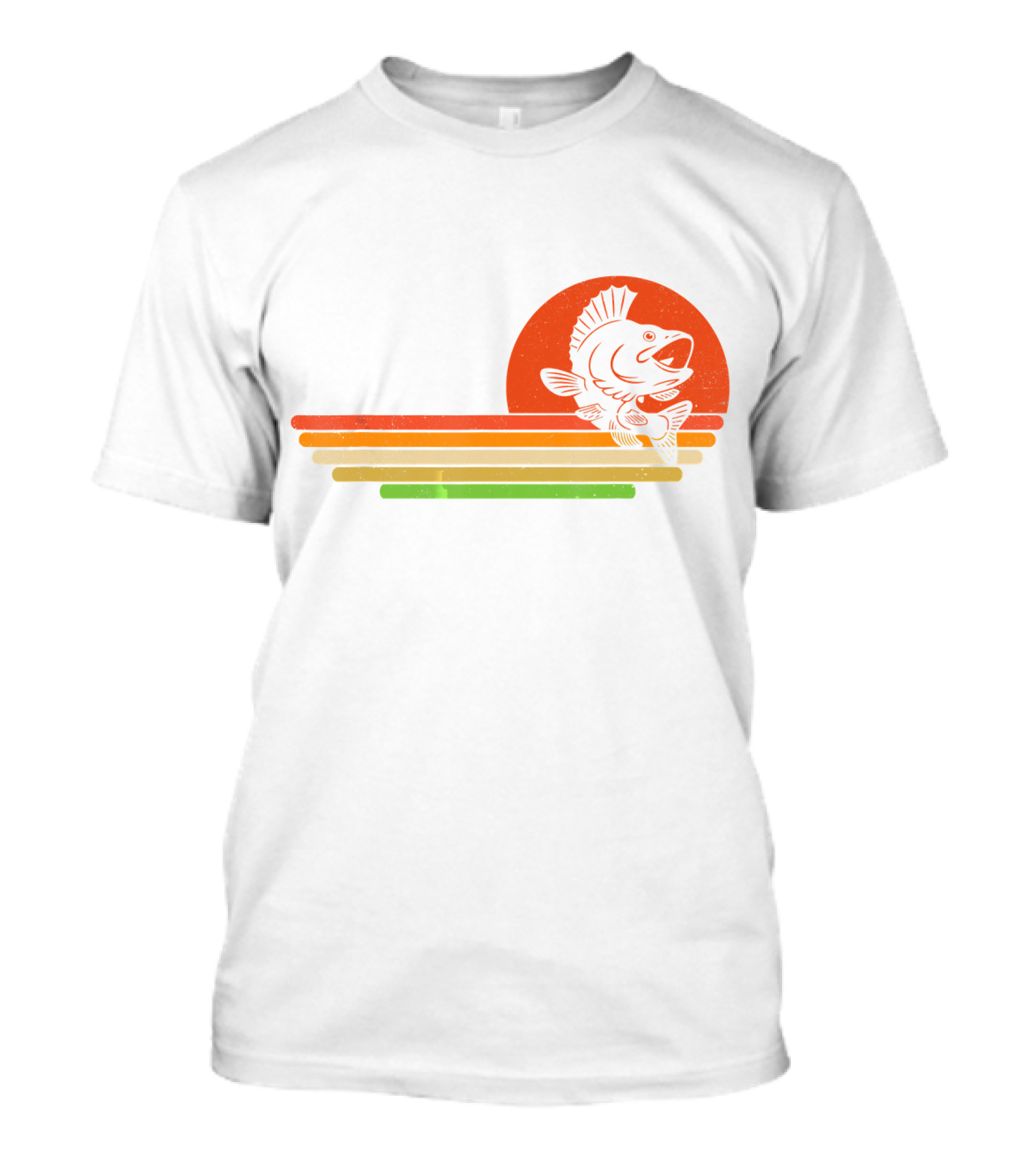 Distressed Fish Retro Sunset Stripes T-Shirt