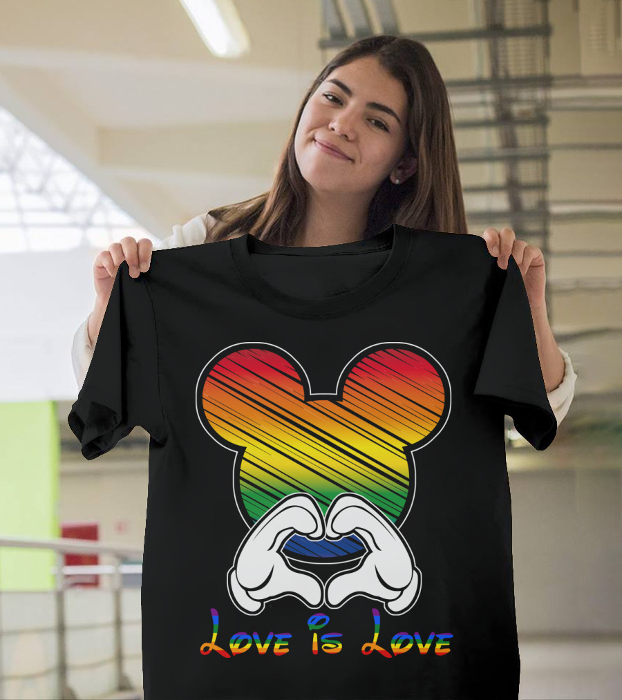 Love Is Love Rainbow Mickey Heart Hands T-Shirt