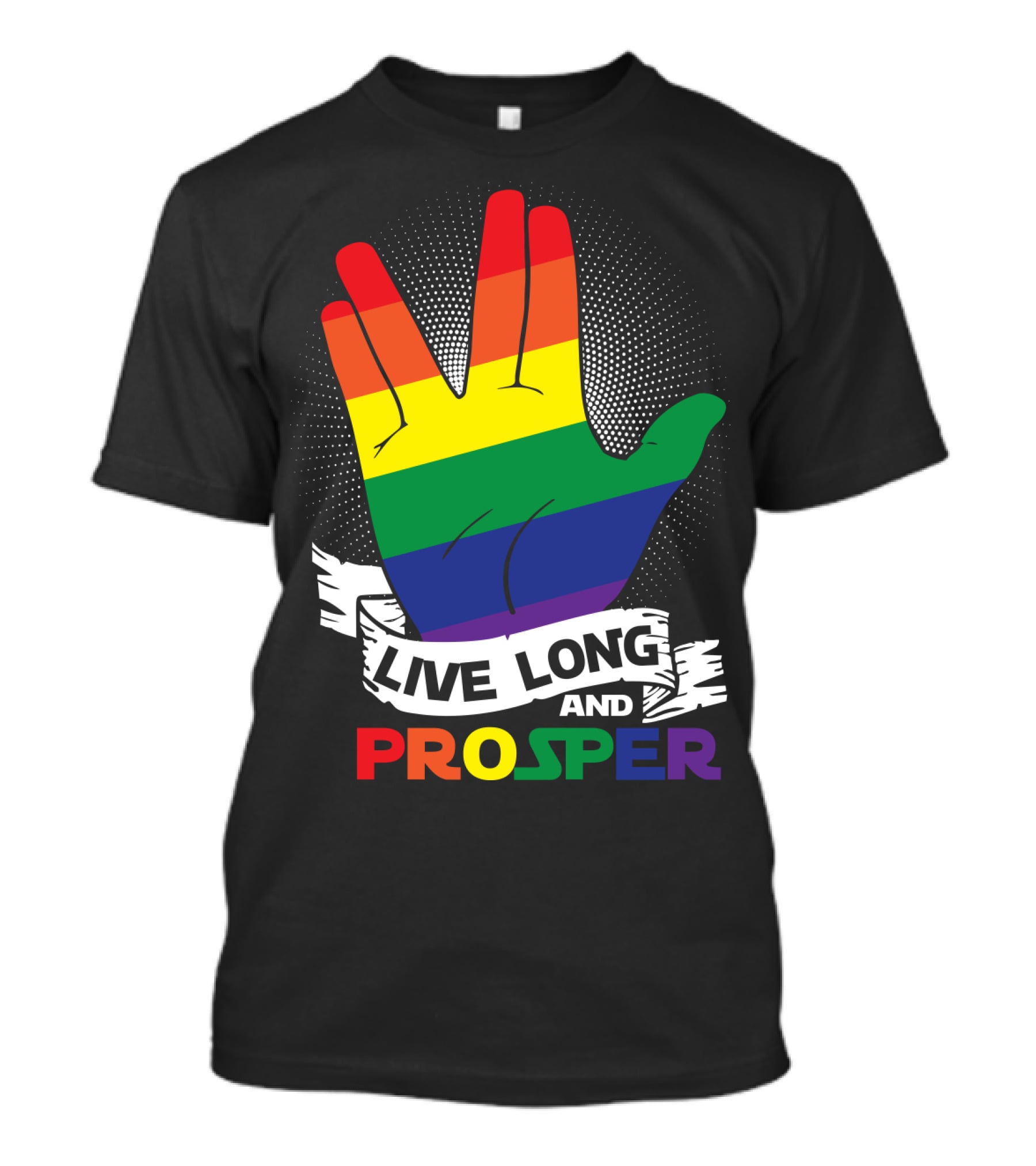 Live Long And Prosper Rainbow Hand Gesture T-Shirt