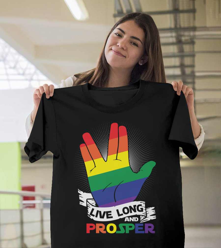 Live Long And Prosper Rainbow Hand Gesture T-Shirt