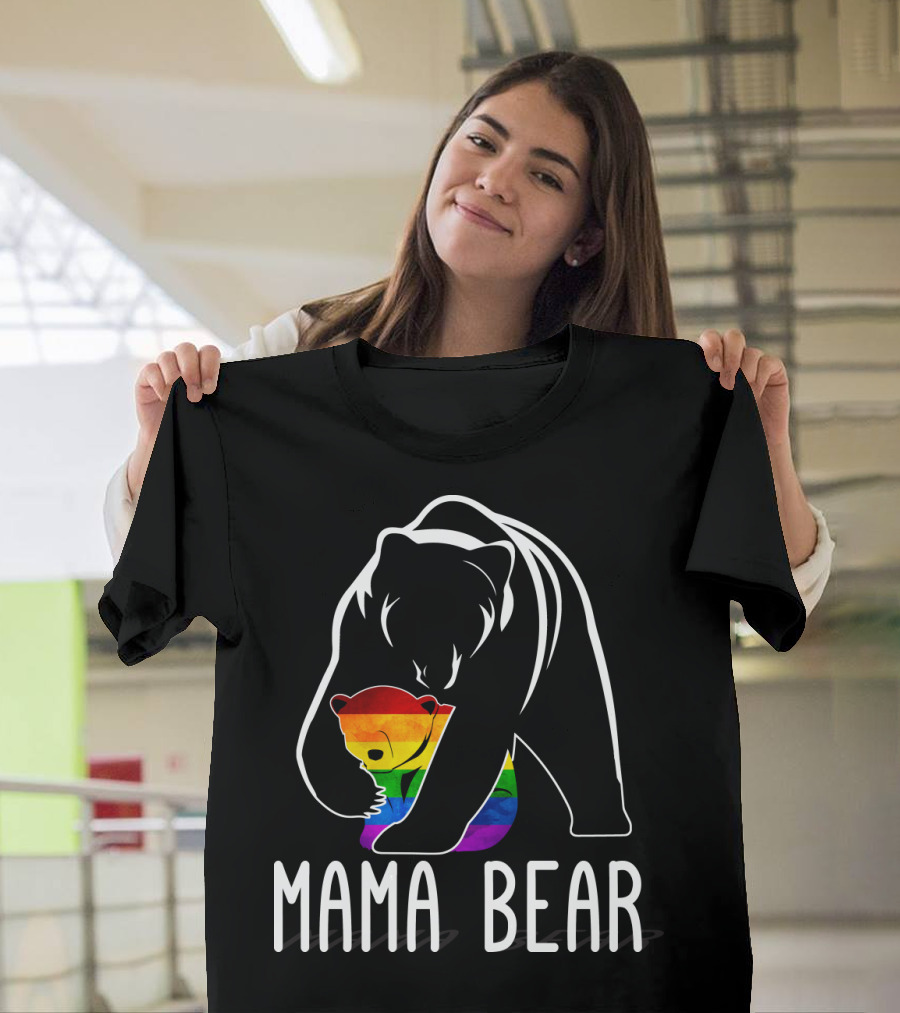 Mama Bear Rainbow Pride Bear Hug T-Shirt
