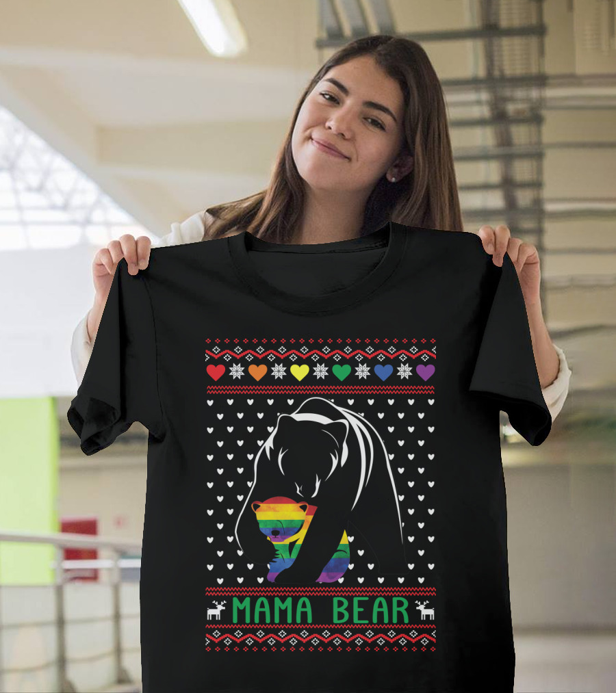 Mama Bear Rainbow Heart Pride T-Shirt