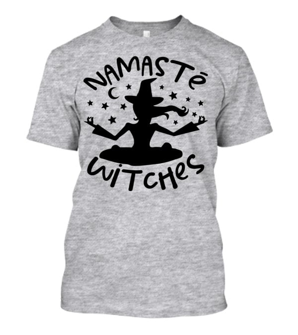Namaste Witches Silhouette With Hat And Stars T-Shirt