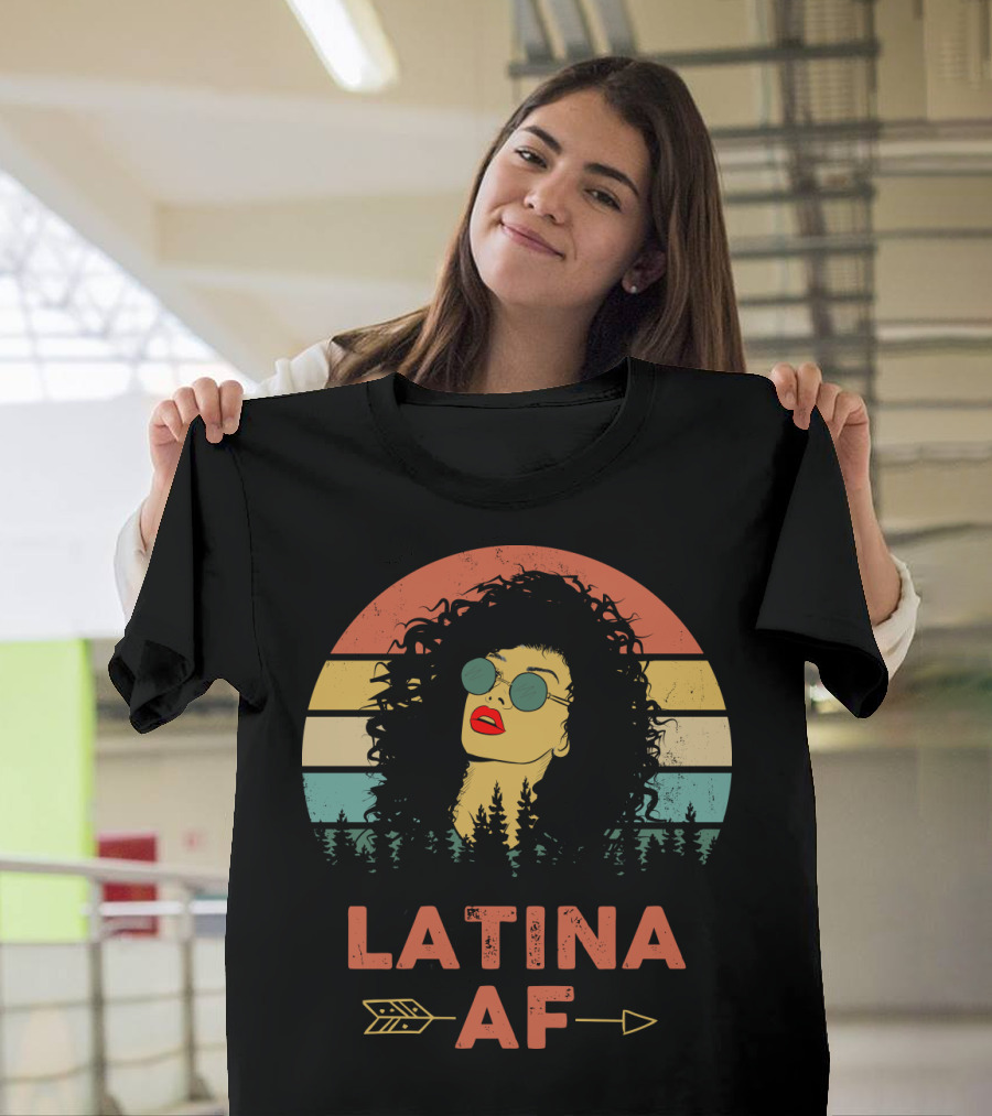 LATINA AF Retro Sunset With Stylized Woman And Arrow T-Shirt
