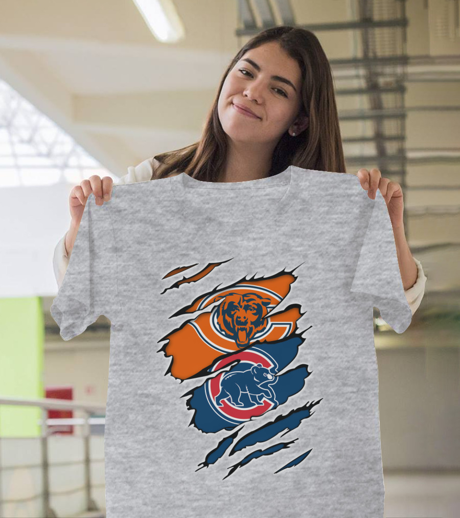 Chicago Bears Cubs Logo Mashup T-Shirt