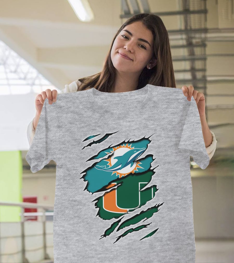 Dolphins Hurricanes Logo Tear Combination T-Shirt