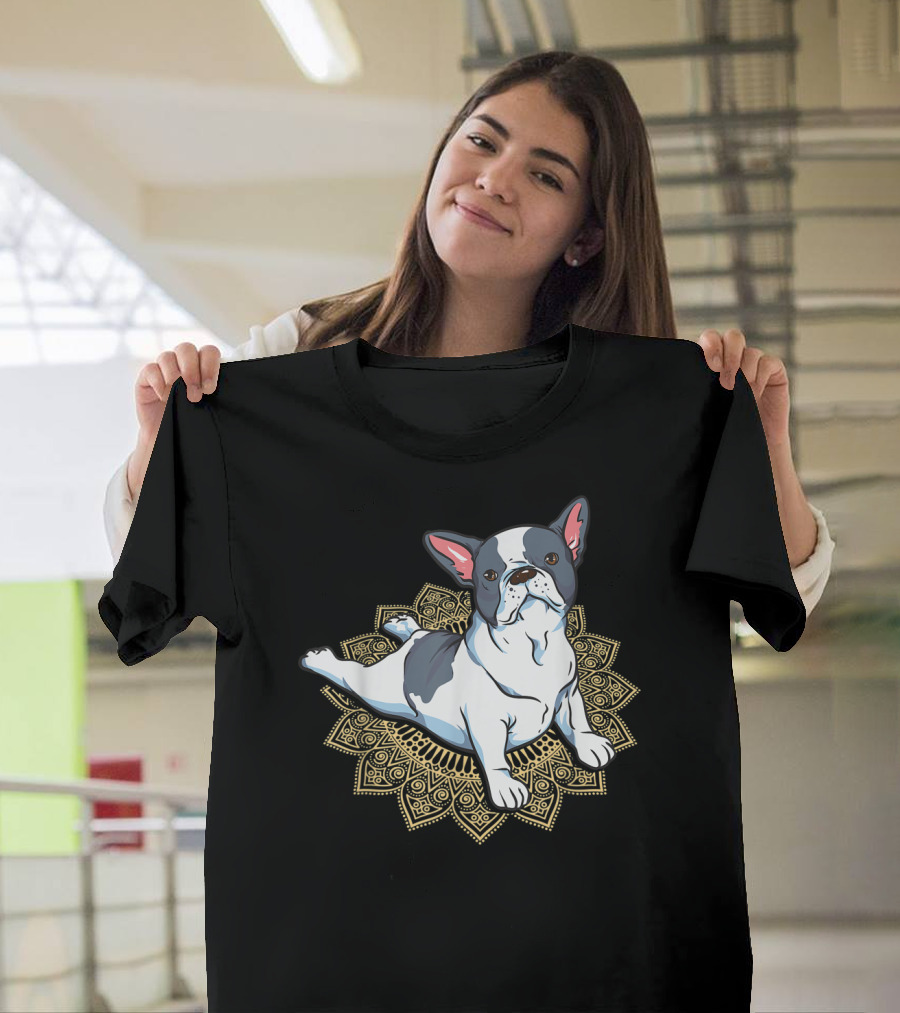 French Bulldog Yoga Frenchie Namaste Spiritual Mandala Pose T-Shirt