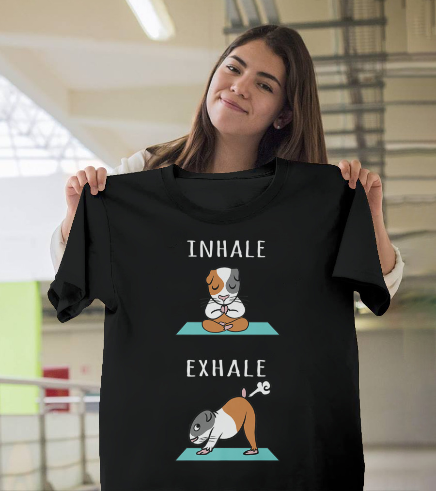 Guinea Pig Yoga Inhale Exhale Funny Pet Meditation T-Shirt