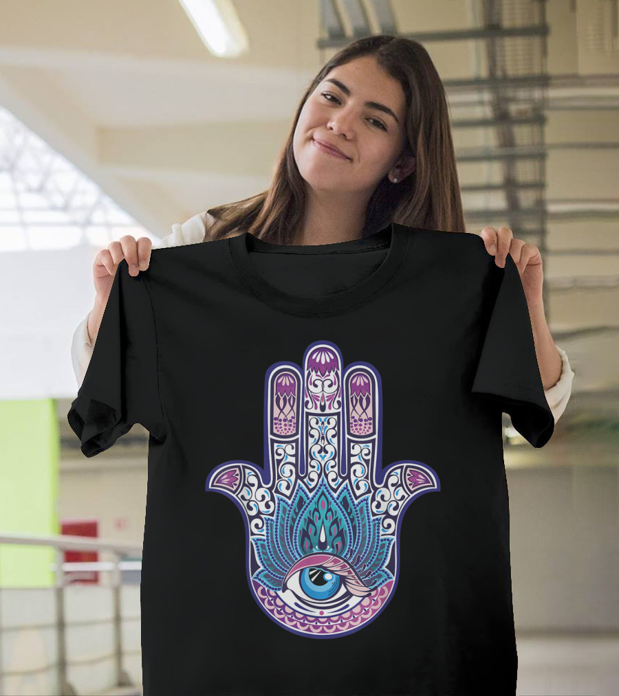 Hamsa Mandala Eye Hand Of Fatima Womens Yoga Iconic T-Shirt