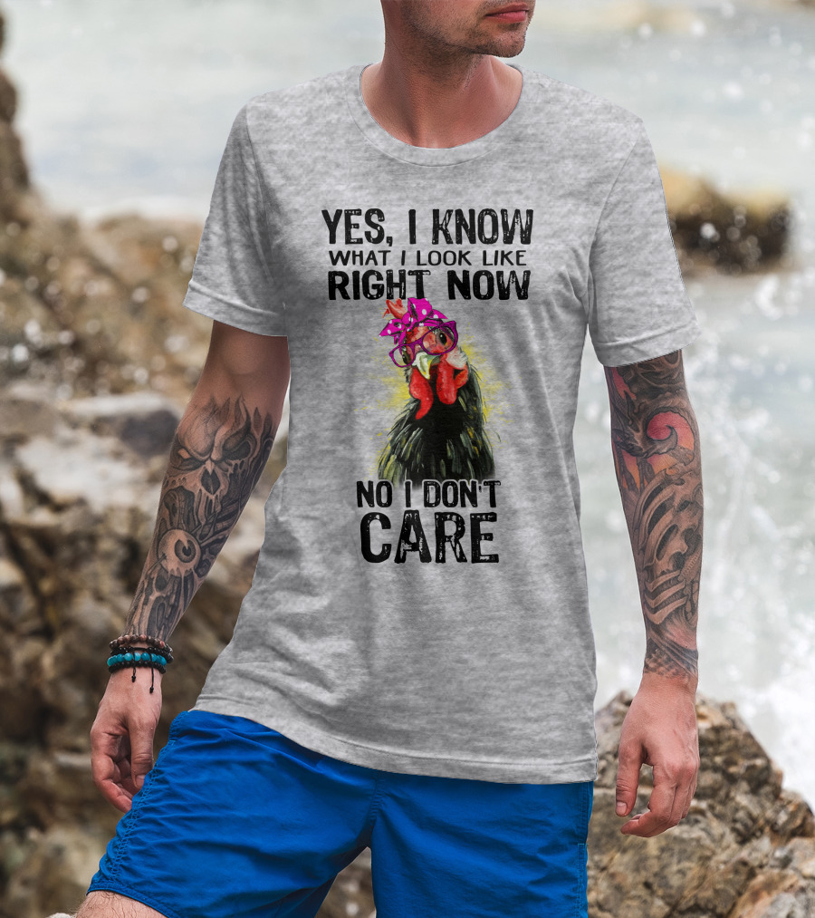 Yes I Know What I Look Like Right Now No I Don't Care Rooster With Bow Glasses T-Shirt
