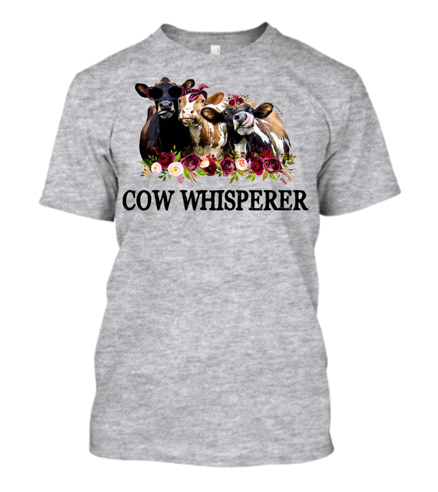 Cow Whisperer Funny Cows With Sunglasses And Flowers T-Shirt