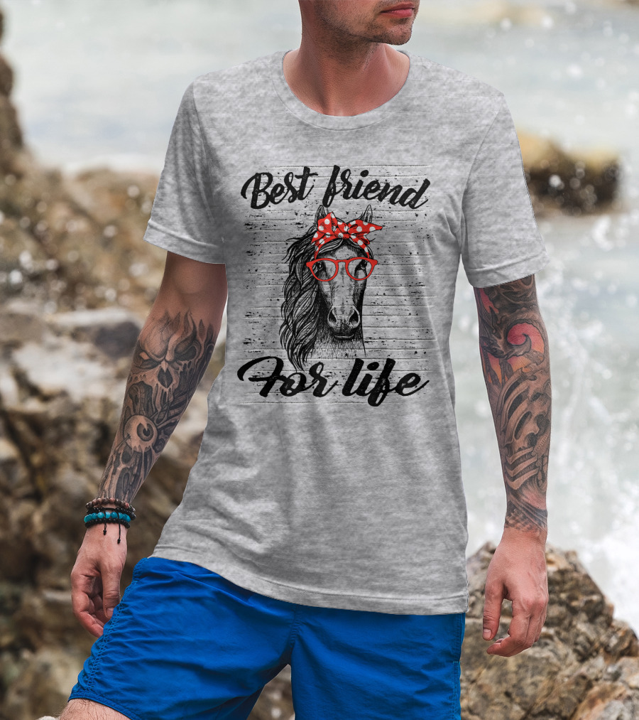 Best Friend For Life Horse With Red Polka Dot Bow And Glasses T-Shirt