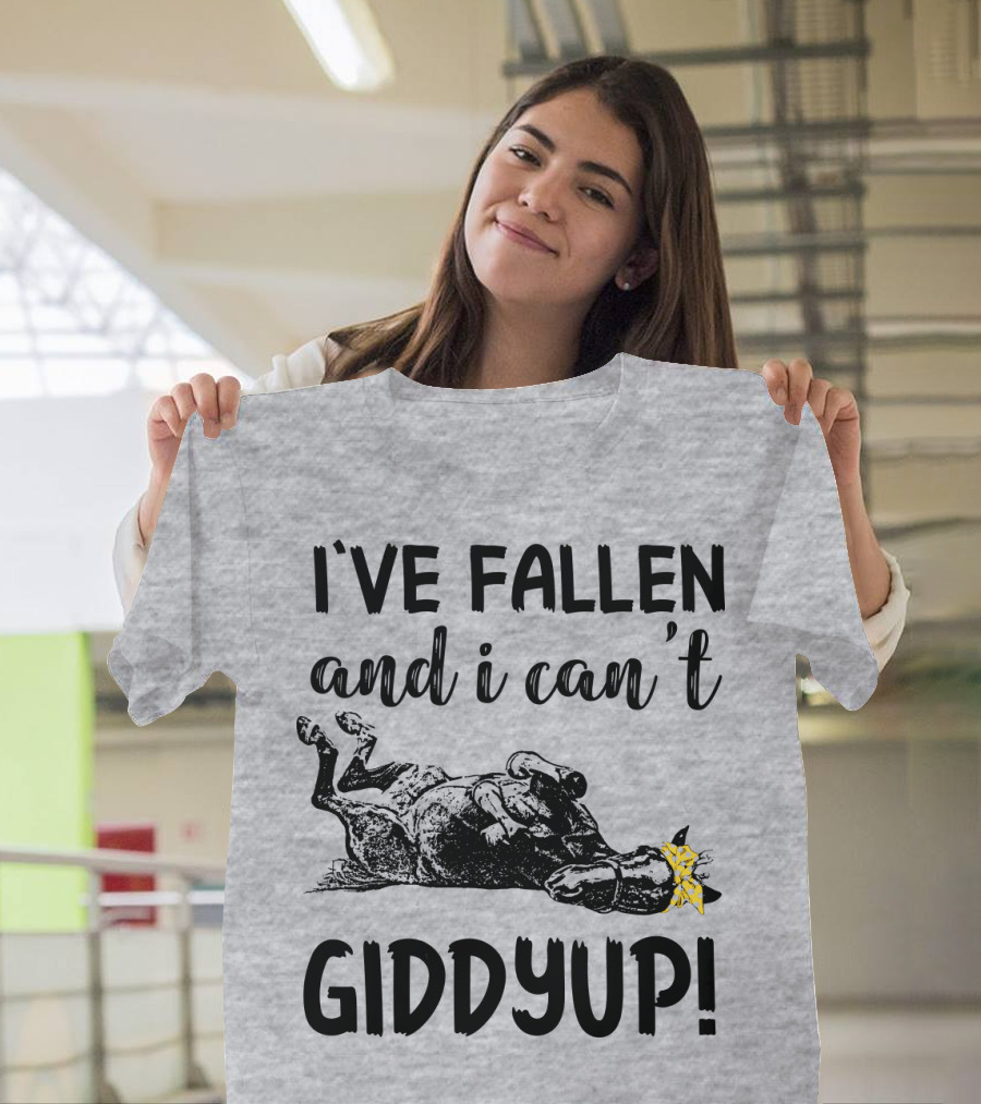 I've Fallen And I Can't Giddyup I've Fallen Cow With Yellow Bow T-Shirt