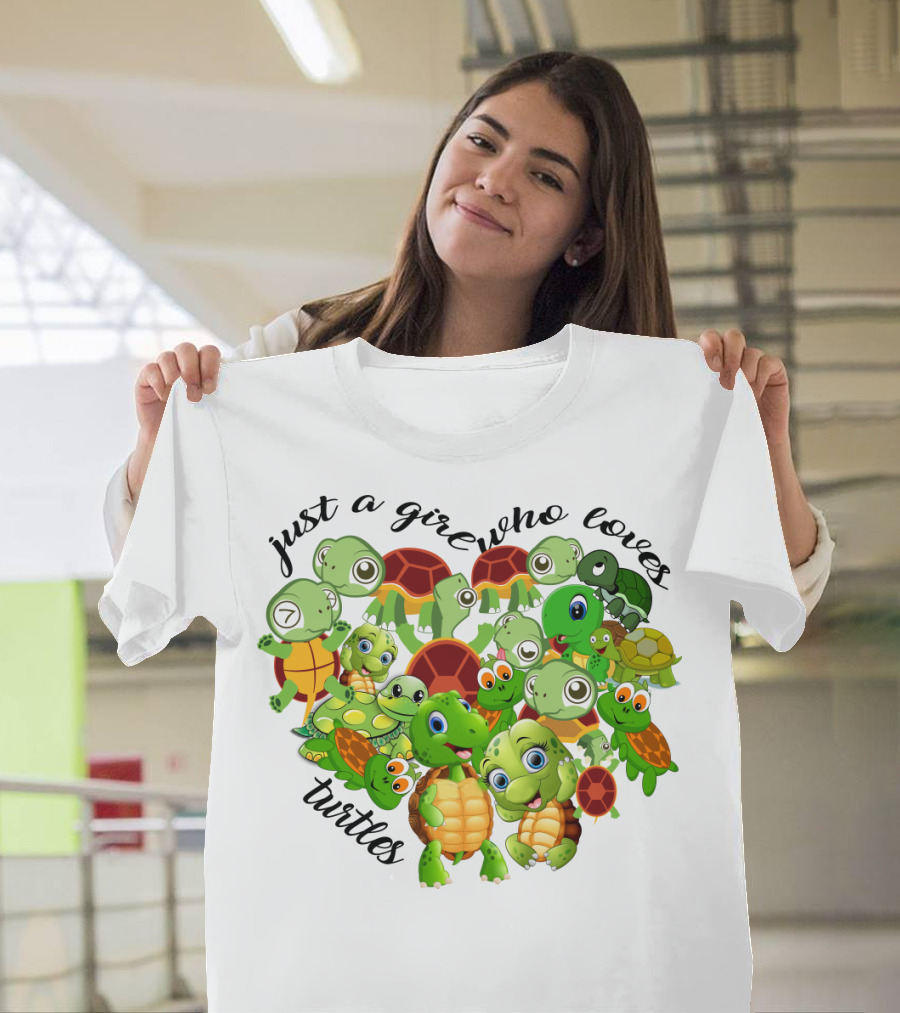 Just a Girl Who Loves Turtles Cute Cartoon Turtle Collection T-Shirt