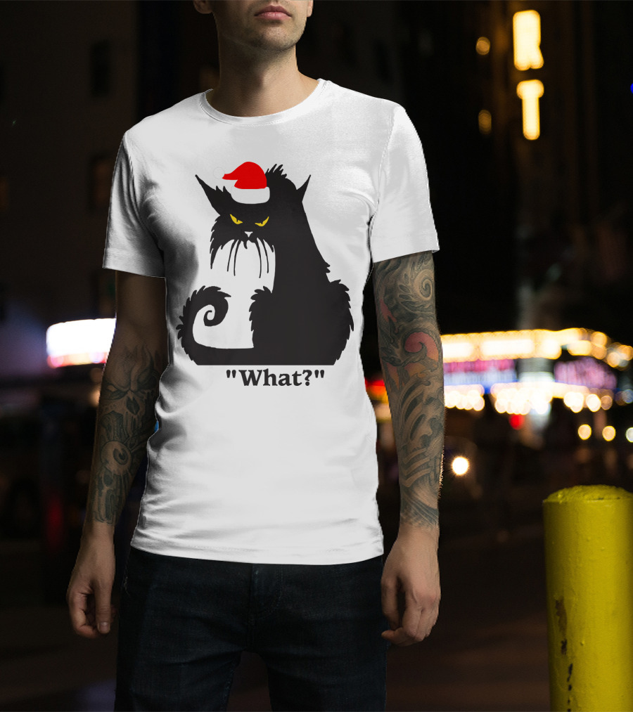What Cat With Santa Hat T-Shirt