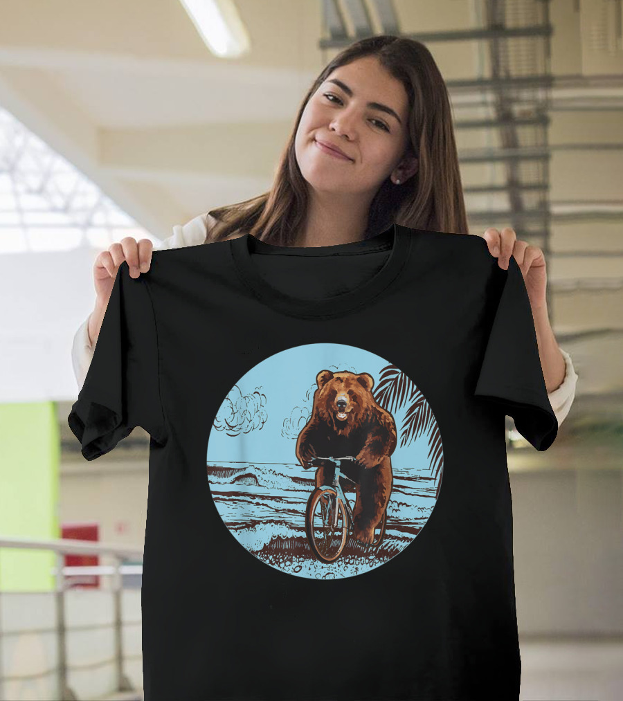 Bear Riding Bicycle Cycling MTB Cyclist Bike Rider T-Shirt
