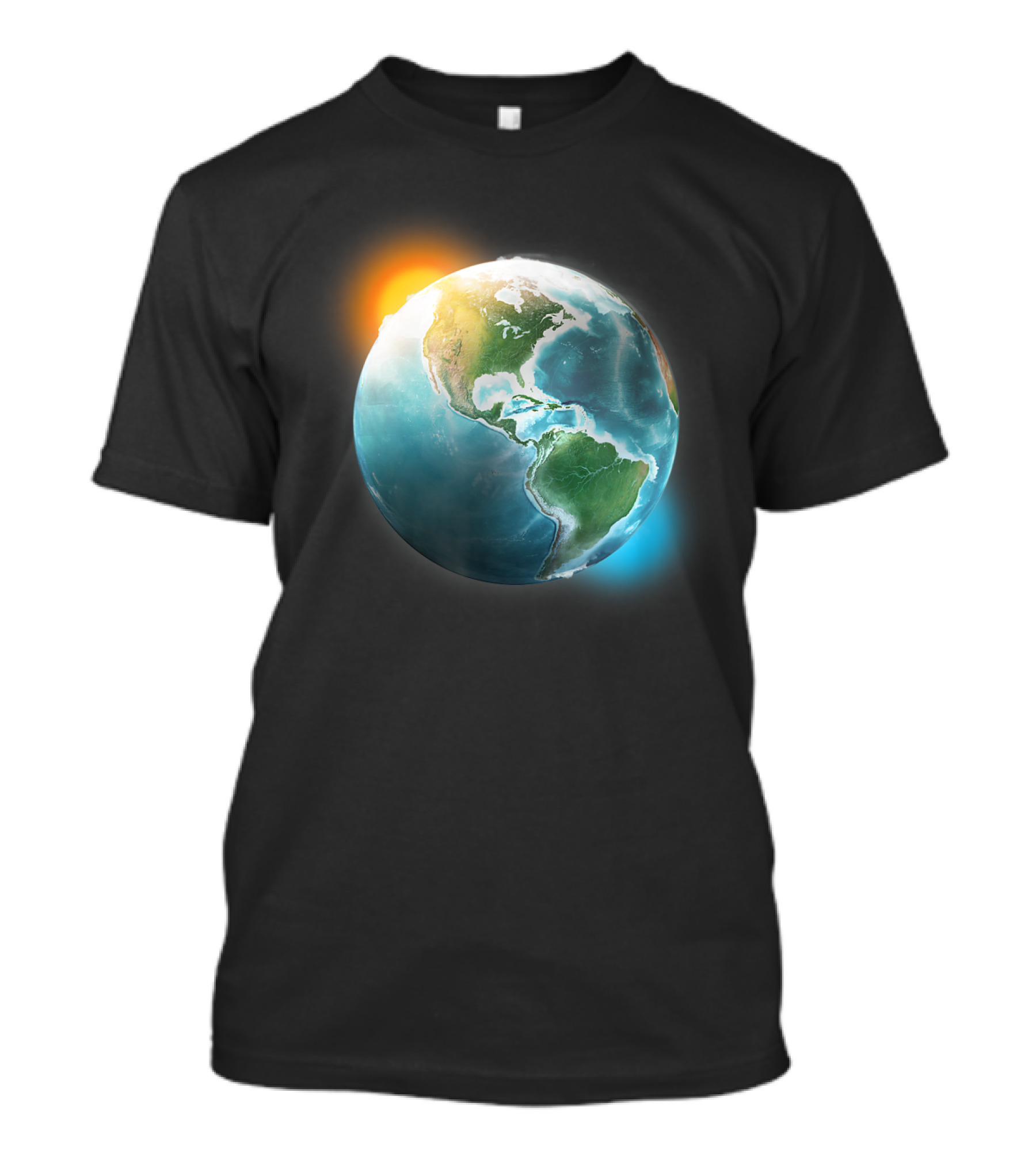 Planet Earth Perfect For Space Enthusiasts North And South America View With Sunlight Glow T-Shirt