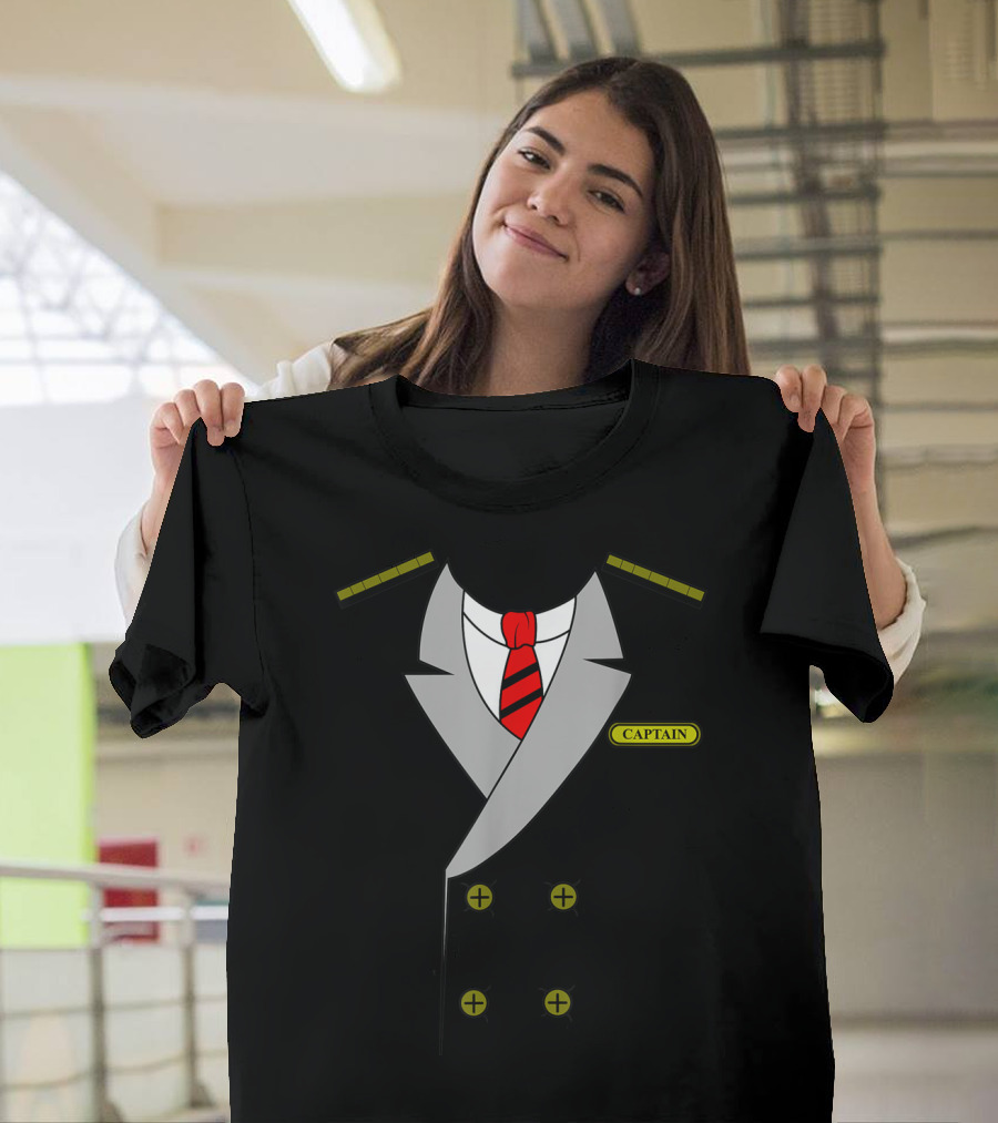 Airplane Pilot Captain Uniform Costume Halloween T-Shirt