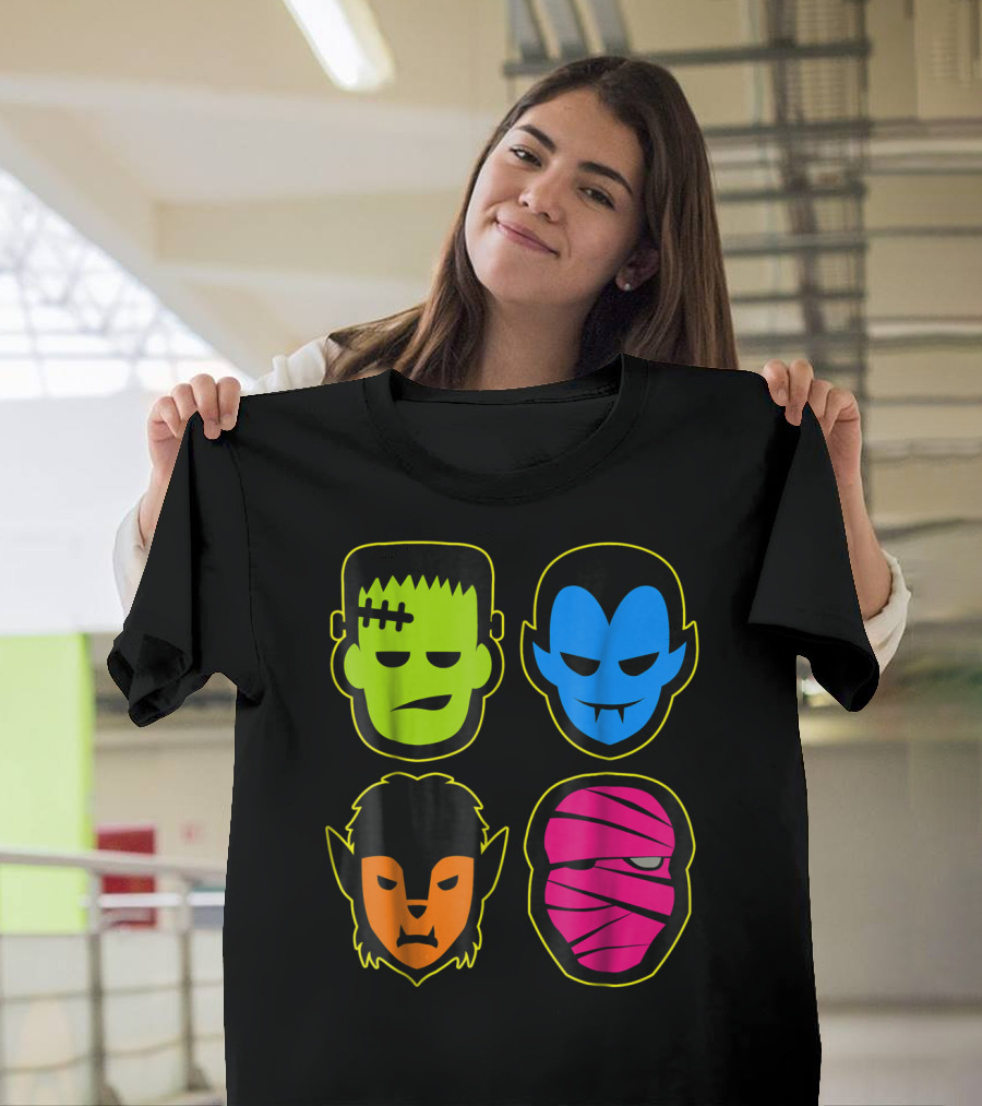 Classic Monsters Frankenstein Dracula Werewolf Mummy T-Shirt