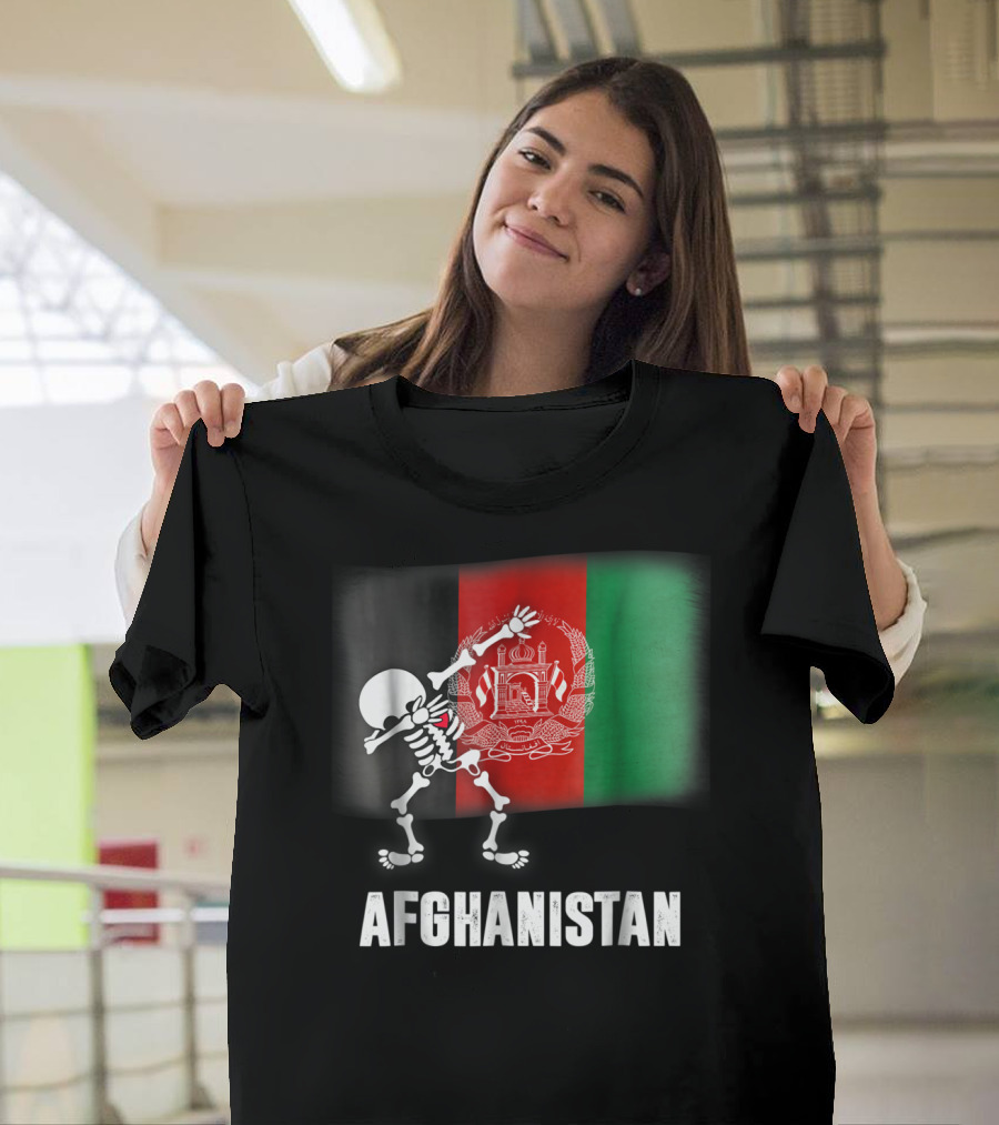 Afghanistan Flag Dabbing Skeleton T-Shirt