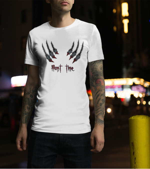 Hunt Time Halloween Claw Scratch Marks T-Shirt