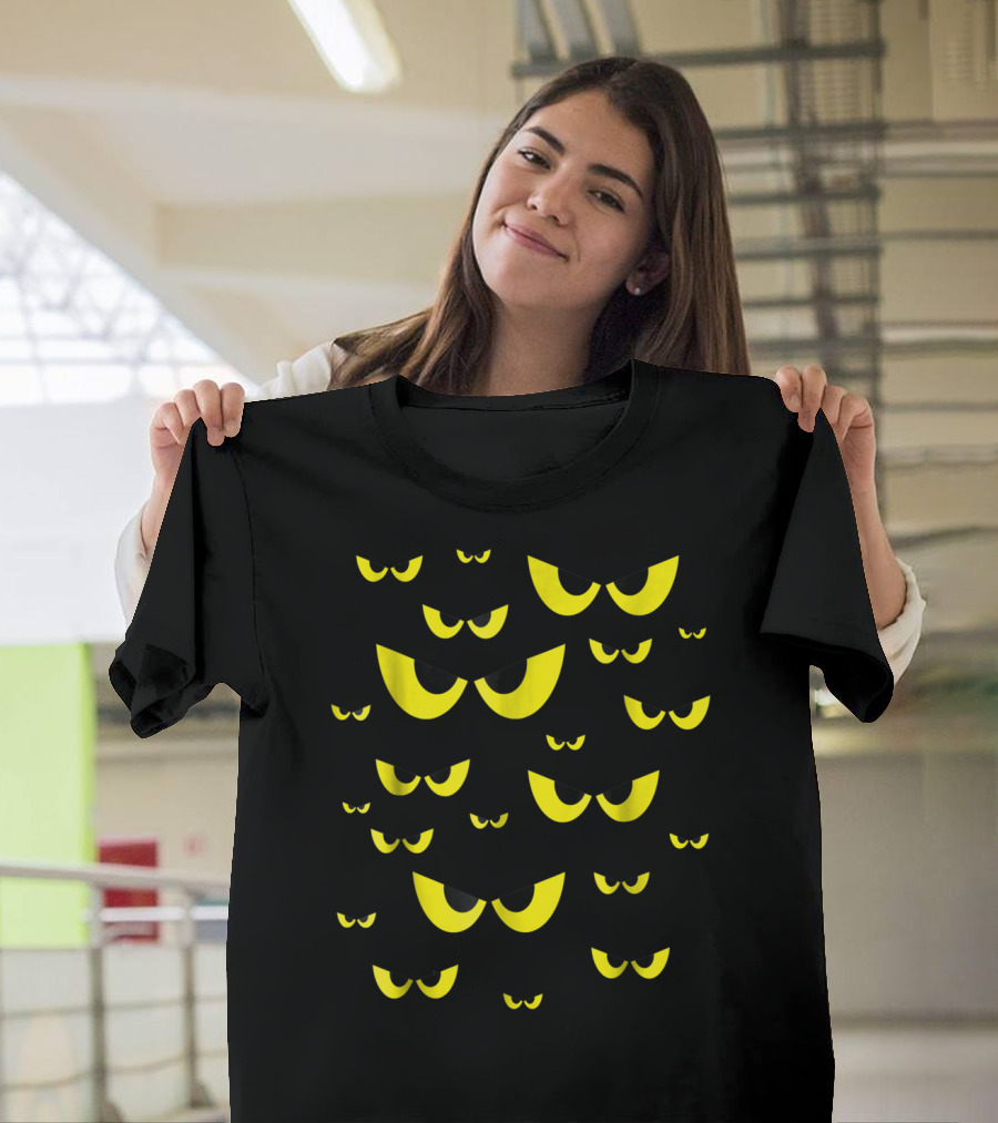 Yellow Eyes Staring In The Dark Scary Halloween T-Shirt
