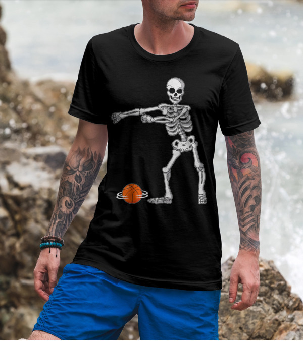 Flossing Skeleton With Basketball Dance Moves T-Shirt