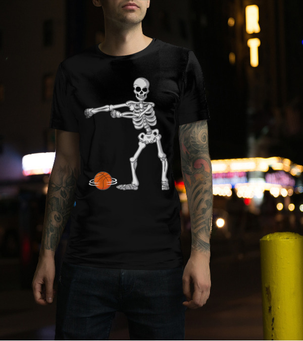 Flossing Skeleton With Basketball Dance Moves T-Shirt